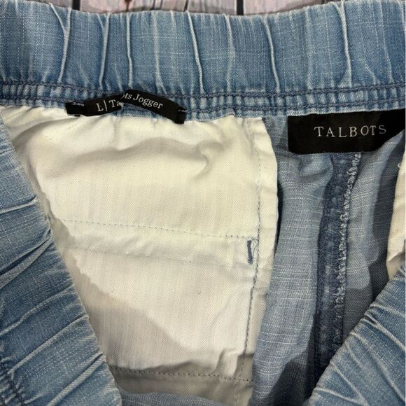 Talbots Tencel Blue Chambray Weekend Wash Casual Soft Comfy Joggers Size L - Picture 13 of 16